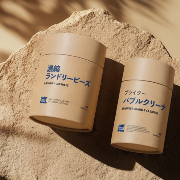 Koyo Living Laundry Care Combo with detergent pods and bubble cleanser on minimalist background. detergent capsules Malaysia, baby safe laundry detergent Malaysia, gentle laundry pods MY. eco laundry pods Singapore, baby detergent Singapore, natural stain remover Singapore