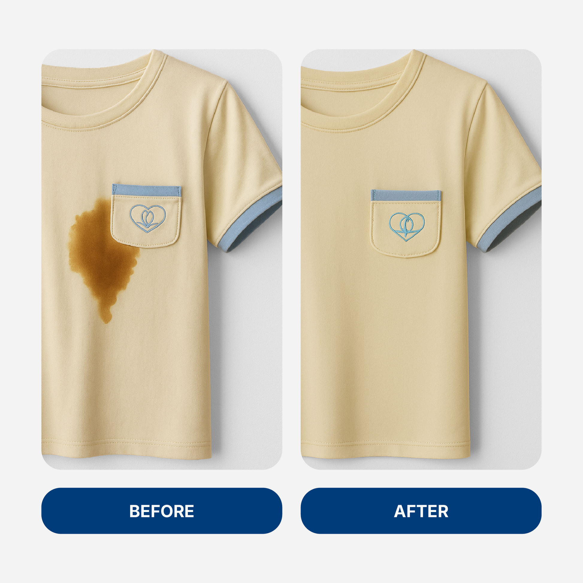 Side-by-side before & after of Koyo Living Brighter Bubble Cleaner. stain remover Malaysia, baby safe stain remover Malaysia, gentle stain remover MY. eco stain remover Singapore, natural stain remover Singapore