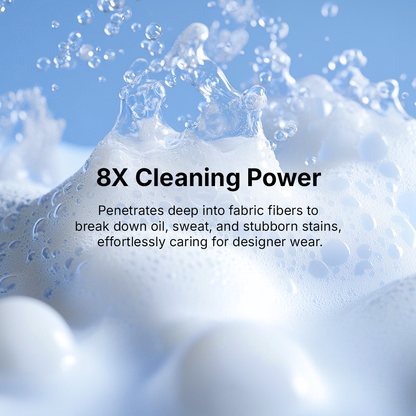 Koyo Living 8x cleaning power laundry pod showing stain remover, detergent, softener, and anti-bacteria formula. Koyo Living Laundry Care Combo with detergent pods and bubble cleanser on minimalist background. detergent capsules Malaysia, baby safe laundry detergent Malaysia, gentle laundry pods MY. eco laundry pods Singapore, baby detergent Singapore, natural stain remover Singapore